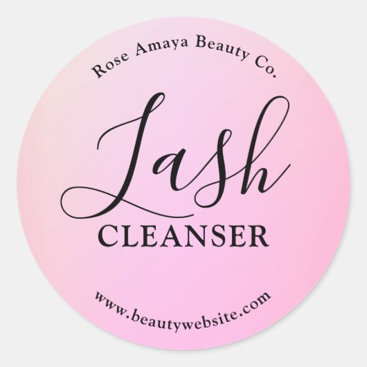 Blush Lilac Lash Reinigings Shampoo Productlabel Ronde Sticker (Voorkant)