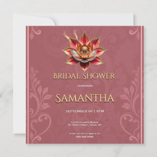 Blush Lotus Bruiloftsuitnodiging Goud Feestdagenkaart