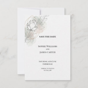 Blush Lotus Watercolor Trouwkaart Save the Date
