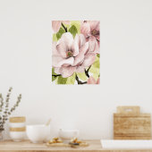 Blush Magnolia Flowers Poster (Keuken)