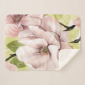 Blush Magnolia Flowers Sherpa Deken (Voorkant (horizontaal))