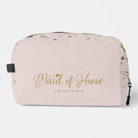 Blush Maid of Honor Script Naam Accessoire Gift Toilettasje (Voorkant)