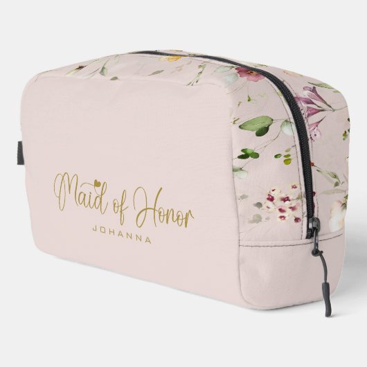 Blush Maid of Honor Script Naam Accessoire Gift Toilettasje (Rechterhoek)