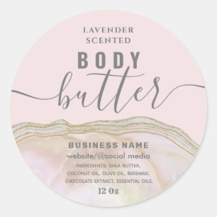 Blush marble agate script body label