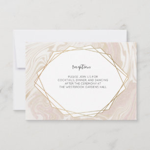 Blush Marble Faux Gold Geometrische Lijsten behuiz RSVP Kaartje