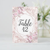 Blush Marble Geometric Lijst Wedding Table Numbers Kaart (Staand voorkant)