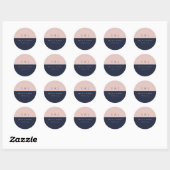 Blush marine blauw moderne bruiloft ronde sticker (Vel)