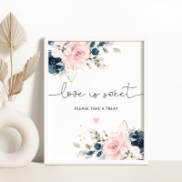 Blush marine floral Love is sweet Poster