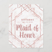 Blush Marmer Roos Goud Maid of Honor Voorstel Kaart (Voorkant / Achterkant)
