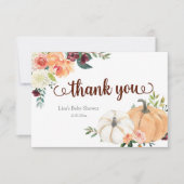 Blush Marsala Floral Citrouille Carte de remerciem (Devant)
