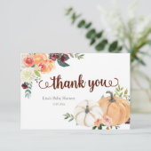 Blush Marsala Floral Citrouille Carte de remerciem (Debout devant)