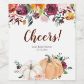 Blush Marsala Floral Pumpkin Wine Label Wijn Etiket (Enkel label)