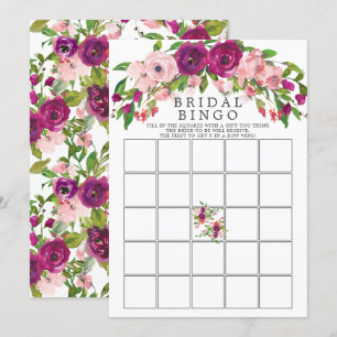 Blush Marsala Floral Vrijgezellenfeest Bingo spel Kaart