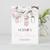 Blush Mason Jars Baby shower floral Invitation (Debout devant)