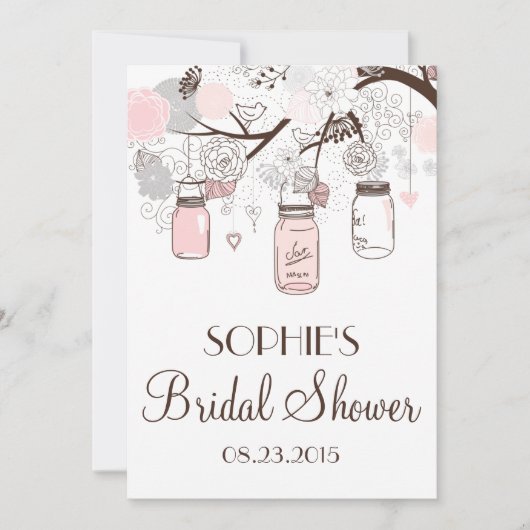 Blush Mason Jars Floral Bridal Show Invitation (Devant)