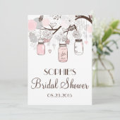 Blush Mason Jars Floral Bridal Show Invitation (Debout devant)