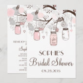 Blush Mason Jars Floral Bridal Show Invitation (Devant / Derrière)