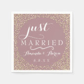 Blush Mauve Gold Confetti Weddenschap Net getrouwd Servet (Voorkant)