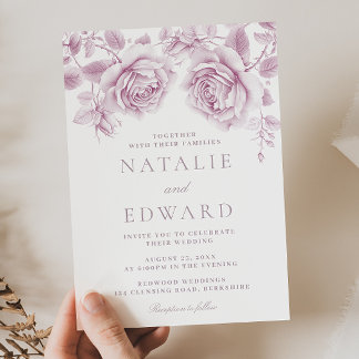 Blush & Mauve Rozen Heerlijke bruiloft Kaart
