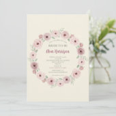 Blush Mauve Wild Roos Bruids Douche Uitnodiging (Staand voorkant)