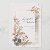 Blush Meadow Folk Art Wedding Kaart (Voorkant / Achterkant)