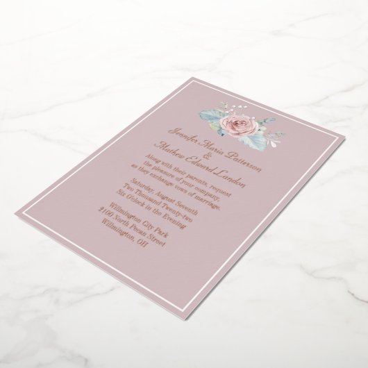 Blush met roze Folie Weddenschap Folie Uitnodiging (Gedraaid)