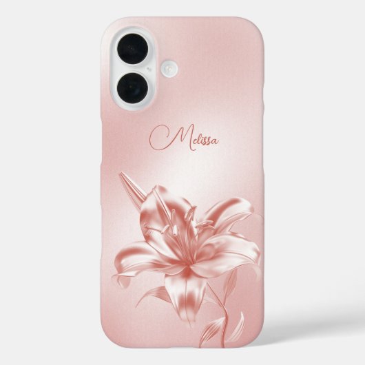 Blush Metallic 3D Lelie Bloem Case-Mate iPhone Case (Achterkant)