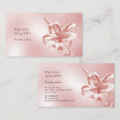 Blush Metallic 3D Lily Flower Visitekaartje (Voorkant / Achterkant)
