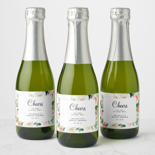 Blush Mini Mousserende Wijn Label, Vrijgezellenfee Sparkling Wijnetiket (Flessen)