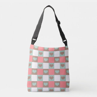 Blush Mint Checkered Heart Crossbody Tas