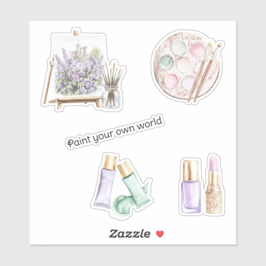 Blush Mint Schilder Je Eigen Wereld Sticker (Vel)