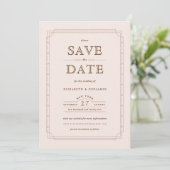Blush Modern Art Deco Lijst Wedding Save the Date (Staand voorkant)