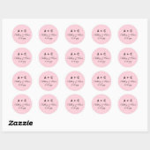 Blush Modern Gepersonaliseerde Bruiloft Receptie F Ronde Sticker (Vel)