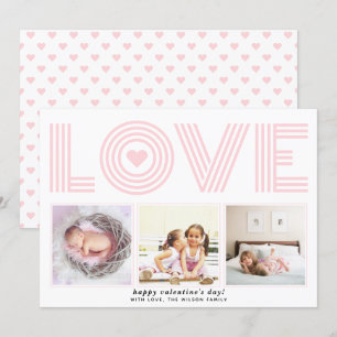 Blush modern LOVE Valentijnsdag hartfoto Ho Feestdagenkaart