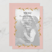Blush Modern Photo Gold Feuille Mariage Menu (Devant / Derrière)