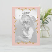 Blush Modern Photo Gold Feuille Mariage Menu (Debout devant)