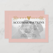 Blush Modern Photo Gold Hearts Accommodaties Informatiekaartje (Voorkant / Achterkant)