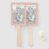 Blush Moderne Foto Gouden Harten Bruiloft Programm Handwaaier (Voorkant en achterkant)