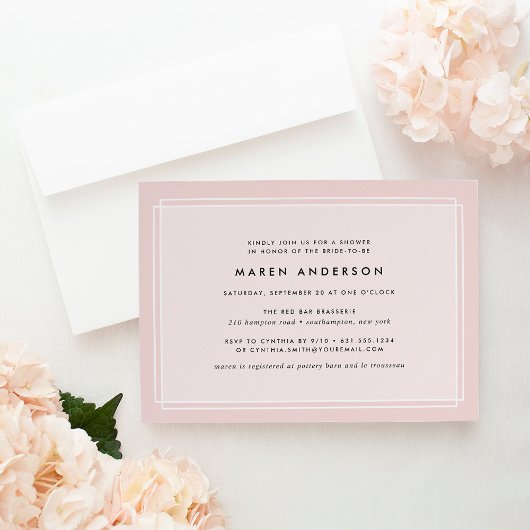 Blush moderne | Invitation de douche nuptiale