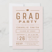 Blush Moderne Typografie 3 Foto Graduation Party Kaart (Achterkant)