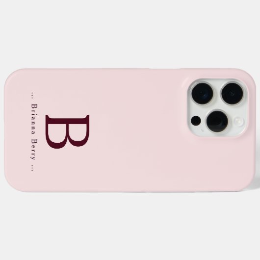 Blush Monogram Elegant Case-Mate iPhone Case (Achterkant (horizontaal))
