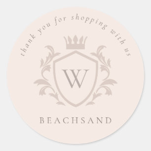 Blush Monogram Floral Crown Crest Order Hartelijk Ronde Sticker