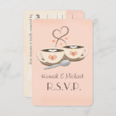 Blush Monogram Hart Koffie Bruiloft RSVP Kaarten (Voorkant / Achterkant)