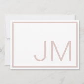 Blush Monogram Initialen Dank u Flat Note Kaart (Voorkant)