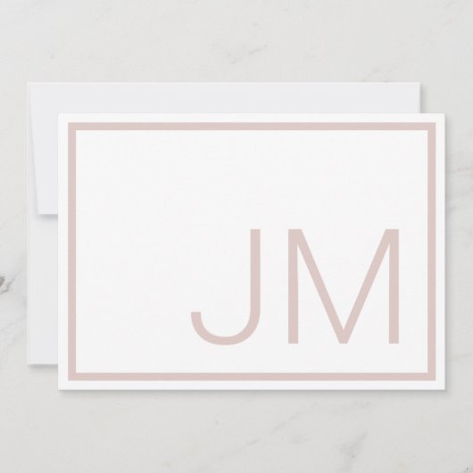 Blush Monogram Initialen Dank u Flat Note Kaart (Voorkant)