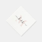 Blush Monogram Swash Script Witte Cocktail Servet (Hoek)