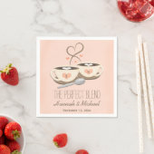 Blush Monogrammed Hart Koffie Cups Bruiloft Servetten (Insitu)