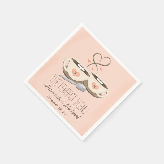Blush Monogrammed Hart Koffie Cups Bruiloft Servetten (Hoek)