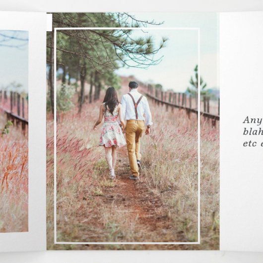 Blush, Navy and Gold Floral Wedding Drieluik Uitnodiging (Binnenkant midden)