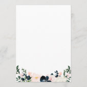 Blush Navy Bloemen Geïllustreerde Trouwtijdlijn Programma (Achterkant)